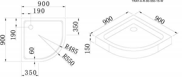 Поддон для душа Cezares Tray TRAY-A-R-90-550-15-W-W0 90х90 фото
