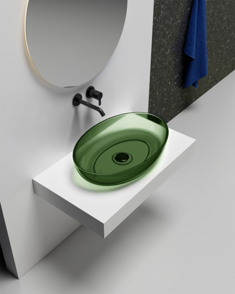 Накладная раковина Abber Kristall AT2801Emerald 60x40 зеленая фото