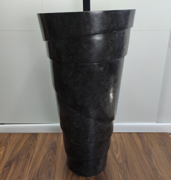 Раковина напольная из мрамора Pedestal Black Spiral MN-393 (45*45*90см) фото