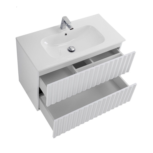 Тумба под раковину Art&Max Elegant AM-ELEGANT-800-2C-SO-BM-LED белая матовая / с подсветкой фото