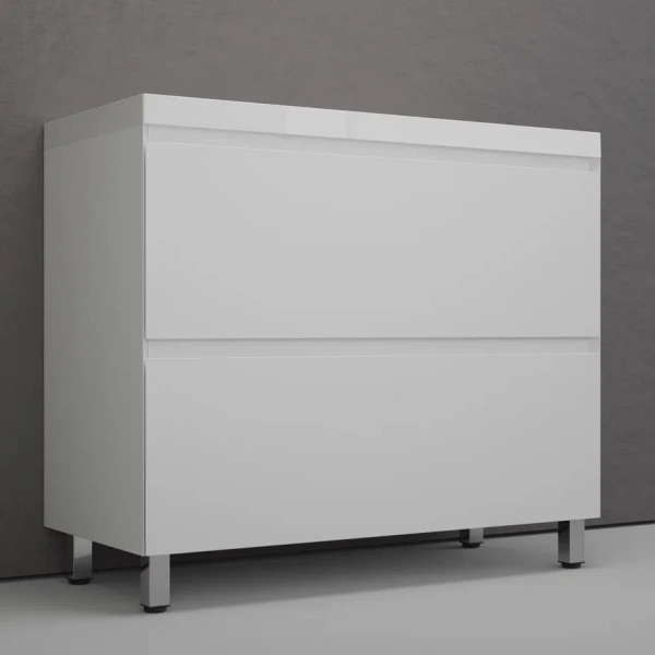 Тумба напольная под раковину Style line Манхэттен 100 ЛС-00002368 белая матовая фото