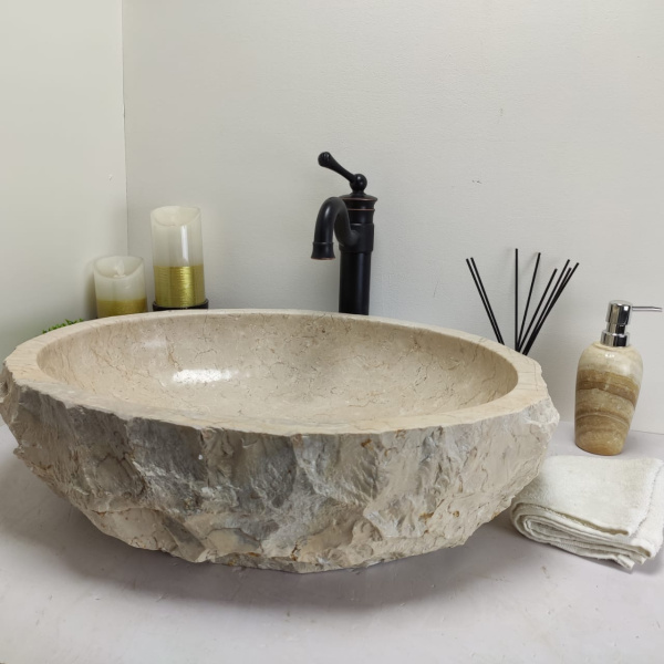 Накладная раковина из мрамора Erozy Cream EM-00456 (57*45*15см) фото