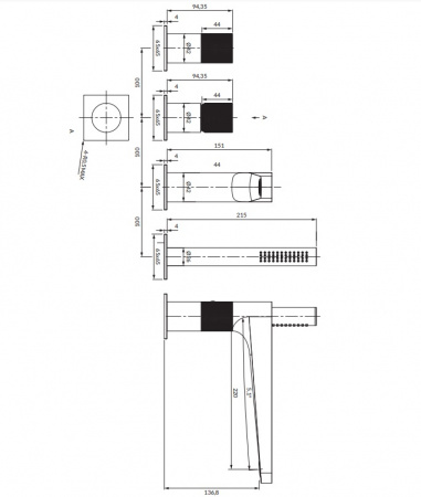 Смеситель на борт ванны Omnires Contour CT8032GLB золото фото