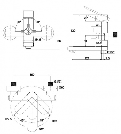 Смеситель для ванны с душем Kaiser Arena 33022 фото