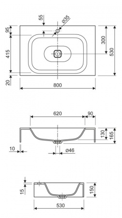 Подвесная раковина Cezares Titan TITAN-800-LVB-SOSPESO фото