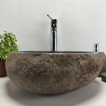 Накладная раковина из речного камня RS0910 (45*45*16) фото