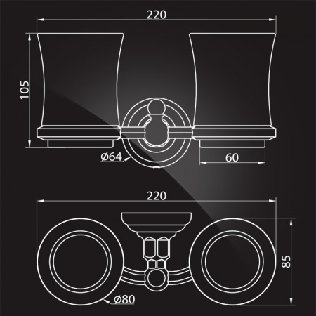 Два стакана для зубных щеток Elghansa Praktic Gold PRK-422-Gold фото