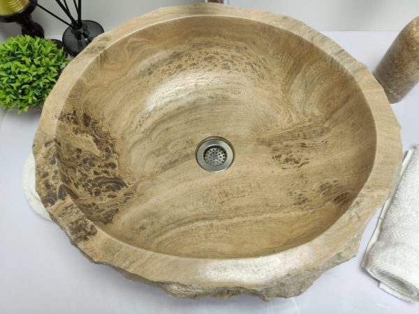 Накладная раковина из оникса Indo Erozy brown EO-00434 фото