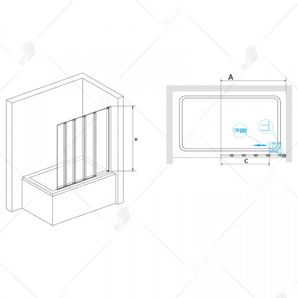 Шторка на ванну складная RGW Screens SC-21 03112112-11 120 см прозрачное стекло фото