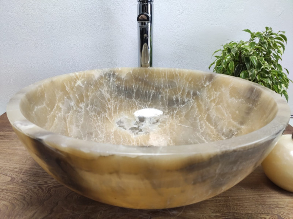 Накладная раковина из оникса Bowl Grey Medium TinLip BO-01032 (45*45*17) фото