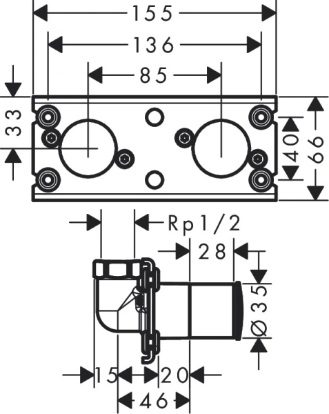 Скрытая часть Hansgrohe Rainfinity Showerpipe 26840180 фото