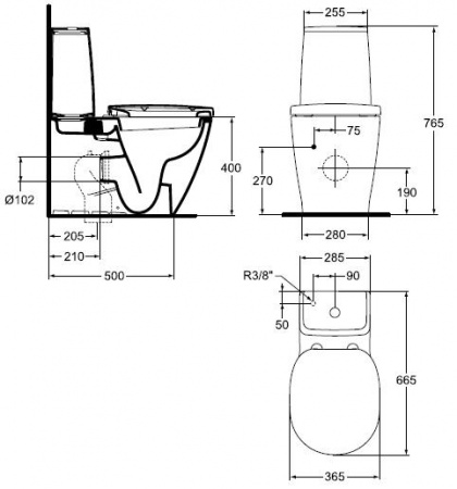 Унитаз напольный Ideal Standard Connect E803701 с бачком Scan E717501 фото