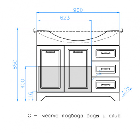 Тумба с раковиной Style Line Олеандр 2-100 белая фото