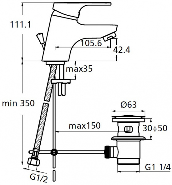 Смеситель для раковины Ideal Standard Slimline II B8669AA фото