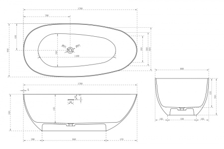 Ванна из искусственого камня Abber Stein AS9611-1.7 170x80 фото