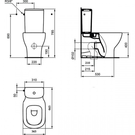 Унитаз напольный Ideal Standard Tesi T008201 с бачком T356801 фото