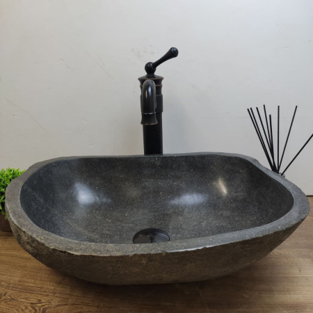 Накладная раковина из речного камня RS01177 (50*36*15) d15a фото