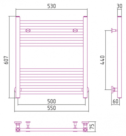 Водяной полотенцесушитель Сунержа Модус 60х50 00-0250-6050 фото
