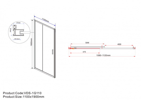 Душевая дверь Vincea Garda VDS-1G110CL фото