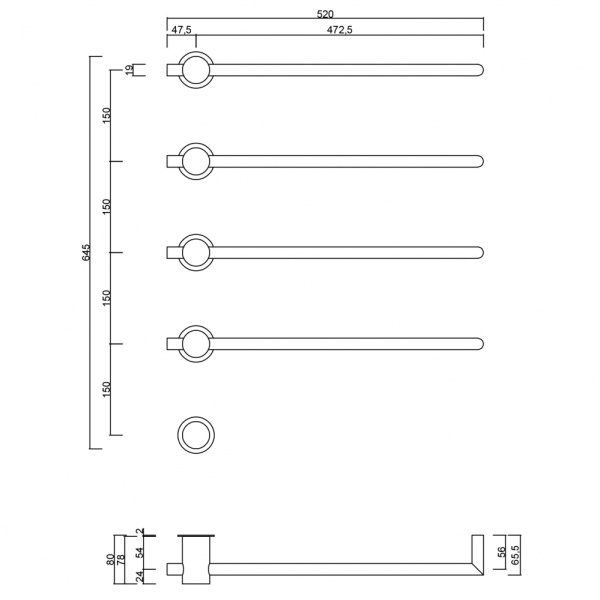 Электрический полотенцесушитель Abber Charme AH4004MB черный матовый фото