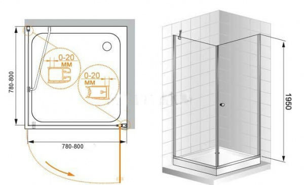 Душевой уголок Cezares Elena ELENA-W-A-1-80-C-Cr 80х80 фото