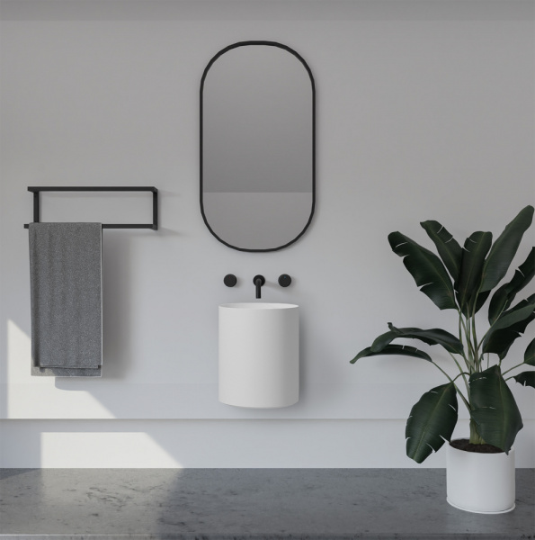 Раковина подвесная моноблок Abber Stein AS2624 42x42 белая матовая фото