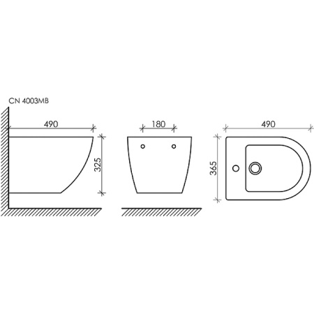 Биде Ceramica Nova Metropol CN4003MB подвесное Черное фото