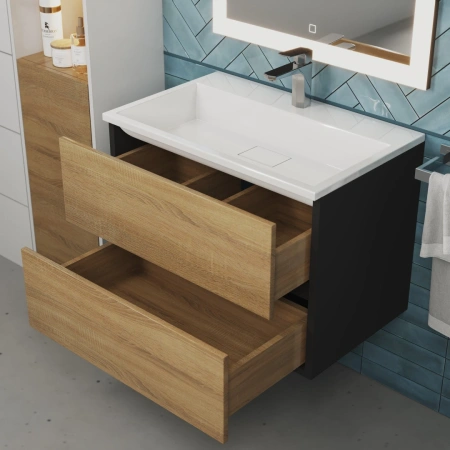 Тумба под раковину Uperwood Barsa 70 2930205157 черная/дуб сонома фото