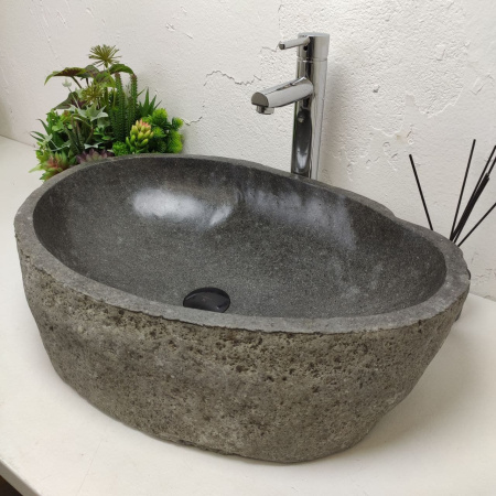 Накладная раковина из речного камня RS01238 (63*42*15) фото