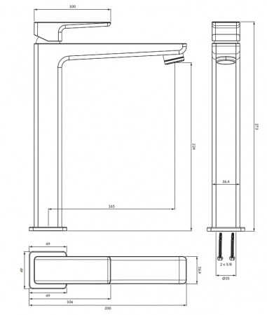 Высокий смеситель для раковины Omnires Parma PM7412/1IN никель фото