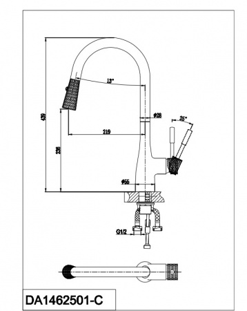 Смеситель для кухни D&K Rhein Schiller DA1462501C хром фото