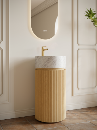 Тумба с раковиной AltroBagno Чиа (Chia) 450 ALTROBAGNOChia450NaturalOak/Cararra White фото