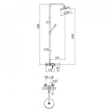 Душевая система (стойка) Nobili Tea (TE85310/30CR) с термостатом фото