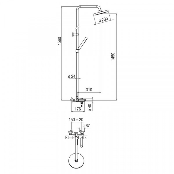 Душевая система (стойка) Nobili Tea (TE85310/30CR) с термостатом фото