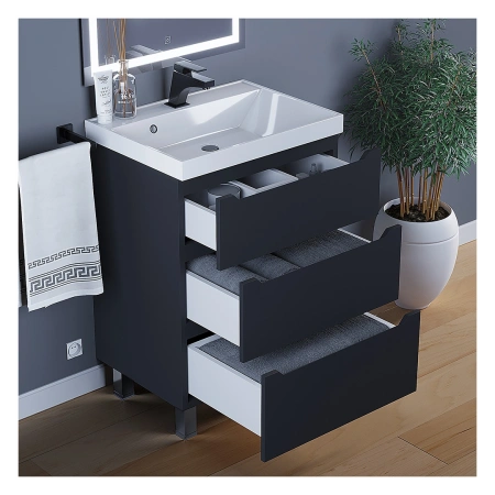 Тумба под раковину напольная Uperwood Tanos 60 291020332 черная матовая фото