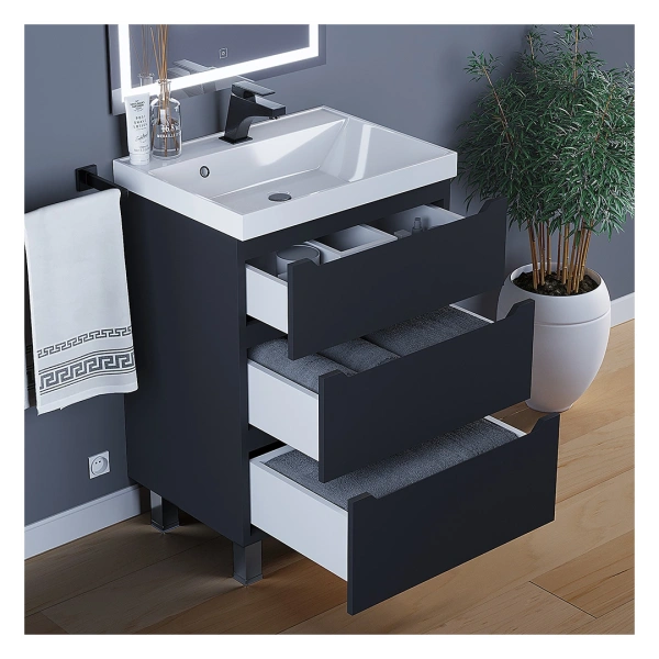 Тумба под раковину напольная Uperwood Tanos 60 291020332 черная матовая фото