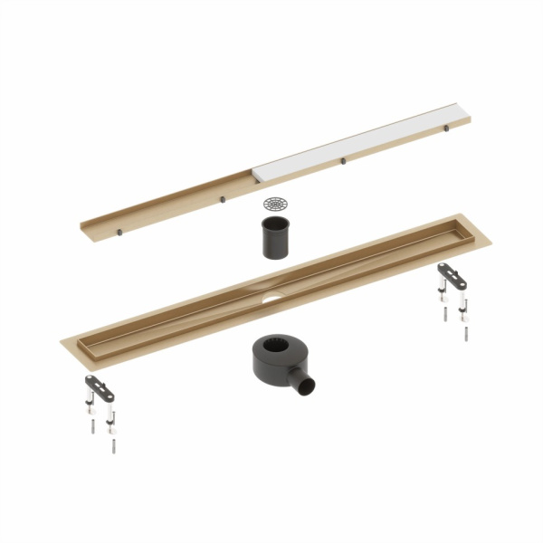 Душевой лоток Timo Drain System DS230206/17 60 с двусторонней панелью под плитку, цвет золото матовое фото