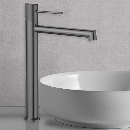 Высокий смеситель для раковины Vincea Desire VBF-1D2GM оружейная сталь фото