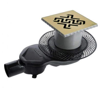 Душевой трап Berges Platz Antik 150х150 боковой слив, бронза фото