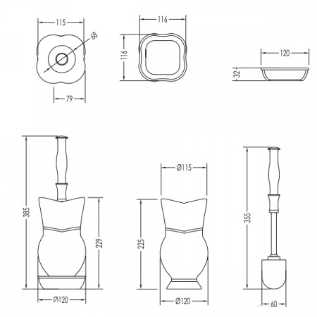 Ершик для унитаза напольный Devon & Devon Emily MIL518E/BI фото