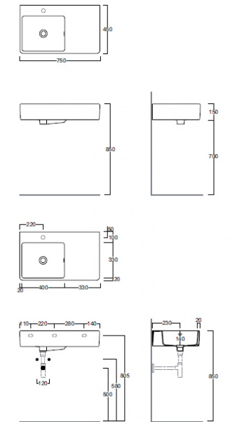 Подвесная раковина Simas Top e lavabi d'Arredo QU75S*1 bi фото