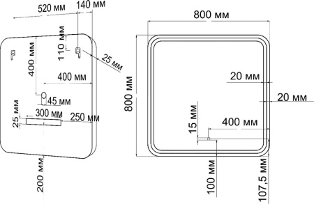 Зеркало с подсветкой Art&Max Genova AM-Gen-800-800-DS-F 80 см фото