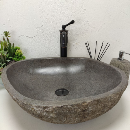 Накладная раковина из речного камня RS01470 (56*46*15) 50F фото