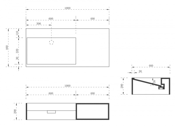 Раковина подвесная Abber Stein AS2640-1.0 R 100x46 белая матовая фото