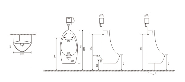 Писсуар с внешним подключением воды SantiLine SL-6009 фото