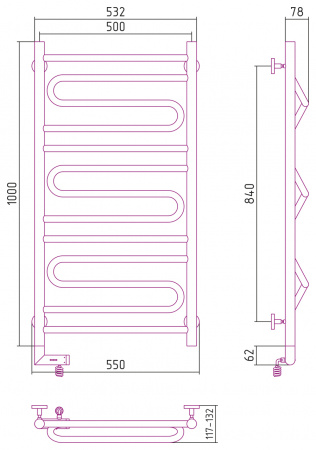 Электрический полотенцесушитель Сунержа Элегия 2.0 03-5219-1050 100х50 правый фото