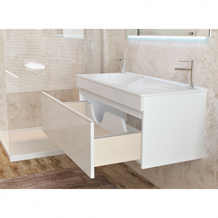 Тумба с двойной раковиной Raval Hotte 100 Hot.01.100/P/W фото