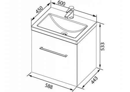 Тумба с раковиной Aquanet Порто 60 00212576 фото