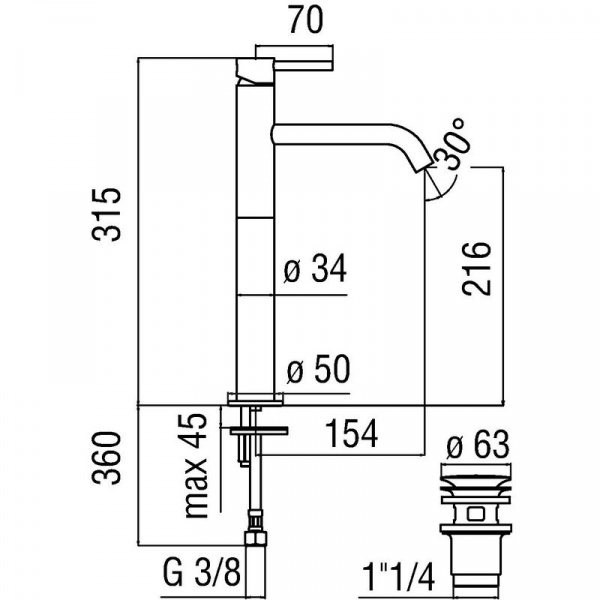 Высокий смеситель для раковины Nobili Acquerelli AQ93128/2CR фото