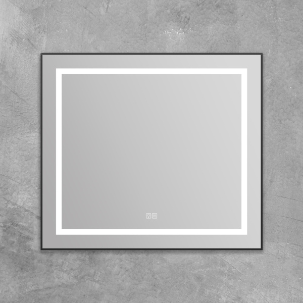 Зеркало с подсветкой, сенсорным выключателем и подогревом BelBagno SPC-KRAFT-885-785-TCH-WARM-NERO 88x78 черное фото